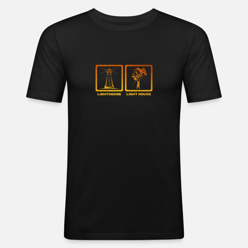 Leuchtturm - Männer Slim Fit T-Shirt - Schwarz