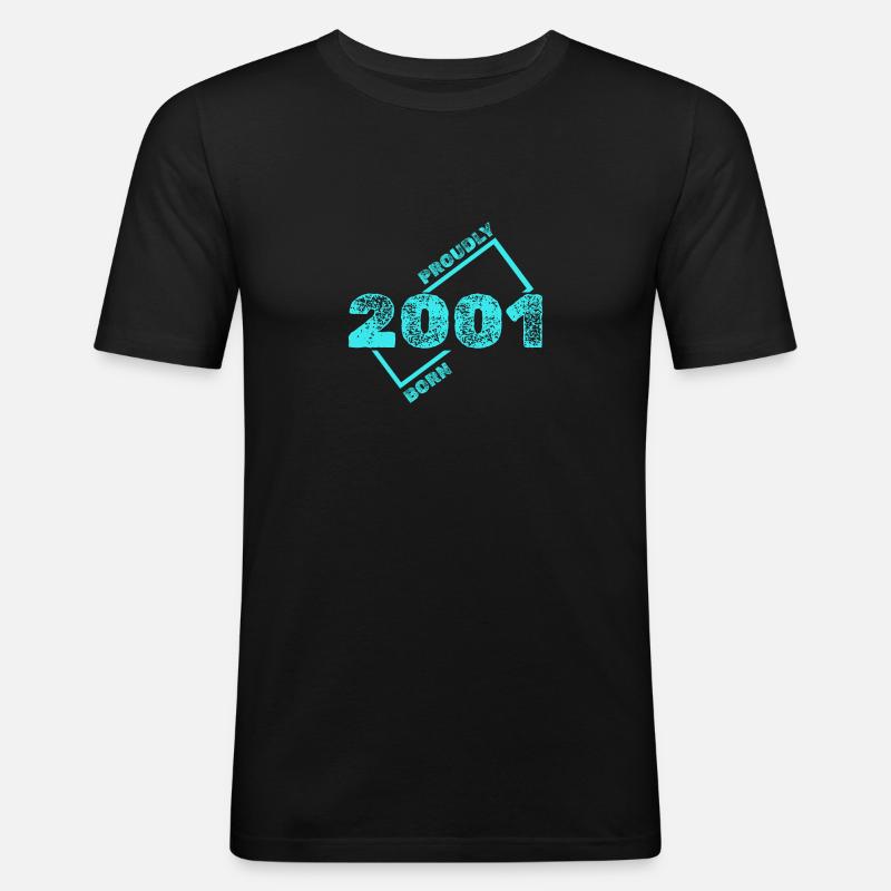 Geschenkidee 2001 - Männer Slim Fit T-Shirt - Schwarz