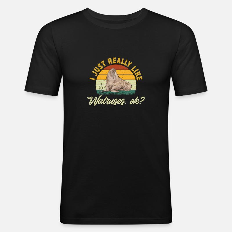 Walross - Männer Slim Fit T-Shirt - Schwarz