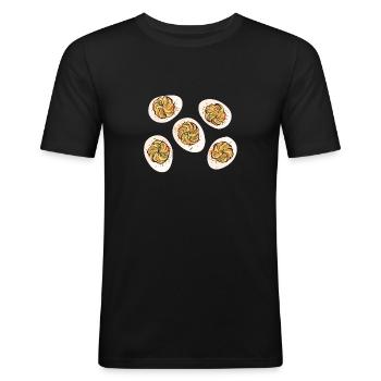 Gefüllte Eier Deviled Eggs - Männer Slim Fit T-Shirt - Schwarz - Vorne - Nik (191cm)