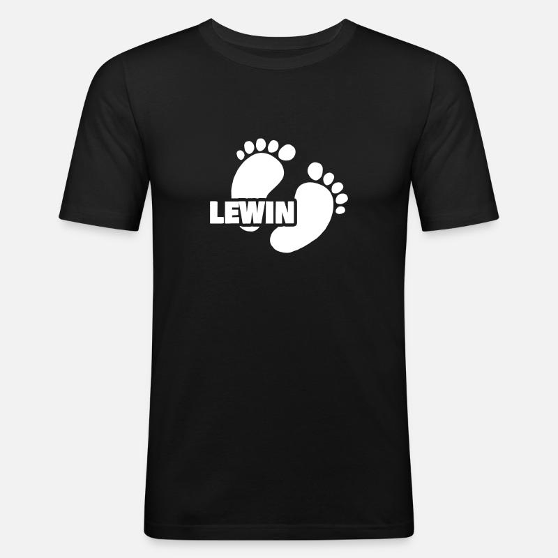 Lewin als Geburt - Männer Slim Fit T-Shirt - Schwarz