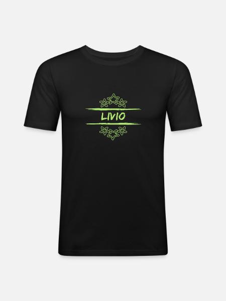 Livio als Livio - Männer Slim Fit T-Shirt - Schwarz