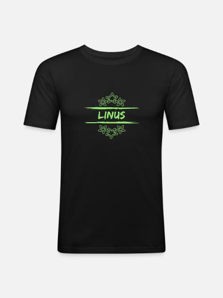 Linus Linus - Männer Slim Fit T-Shirt - Schwarz