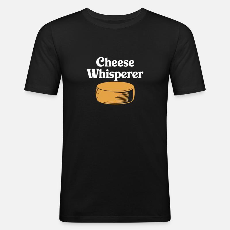 Cheese Whisperer Design - Männer Slim Fit T-Shirt - Schwarz