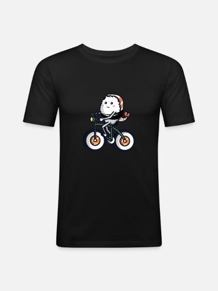 Sushi on a bicycle - Men's Slim Fit T-Shirt - black