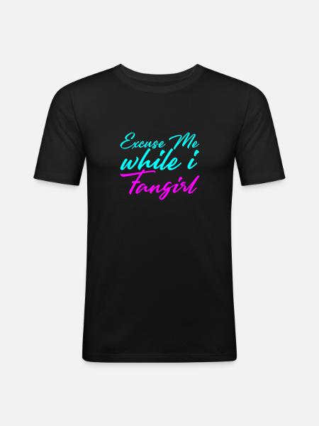 Excuse Me While I Fangirl - Men's Slim Fit T-Shirt - black