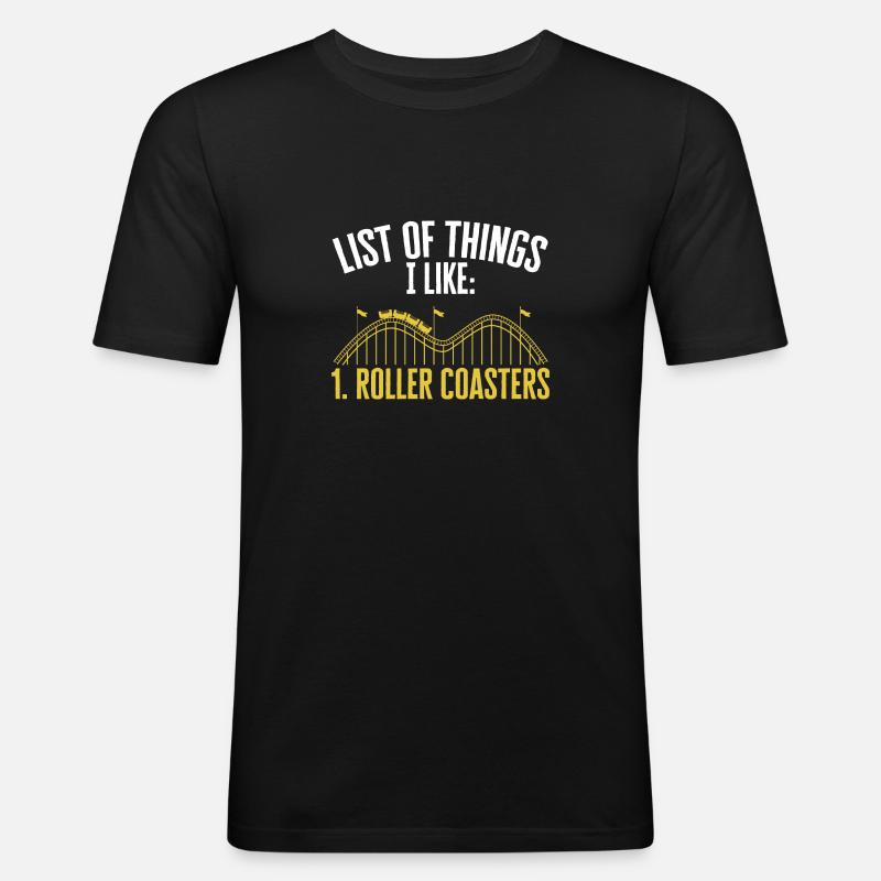 Achterbahn Rollercoaster Freizeitpark - Männer Slim Fit T-Shirt - Schwarz