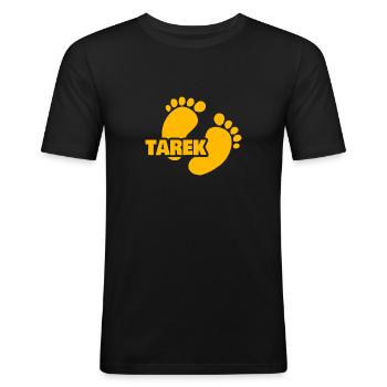 Geburt Tarek - Männer Slim Fit T-Shirt - Schwarz - Vorne - Nik (191cm)
