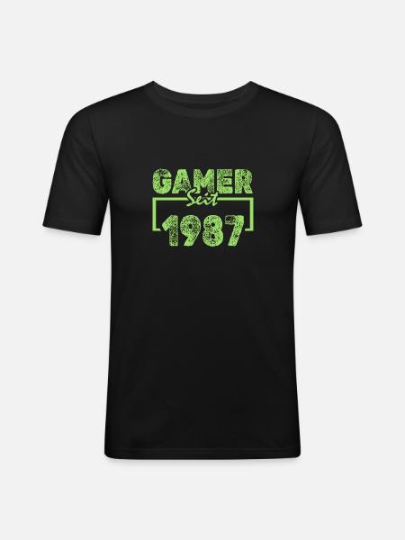 Jahr 1987 - Männer Slim Fit T-Shirt - Schwarz