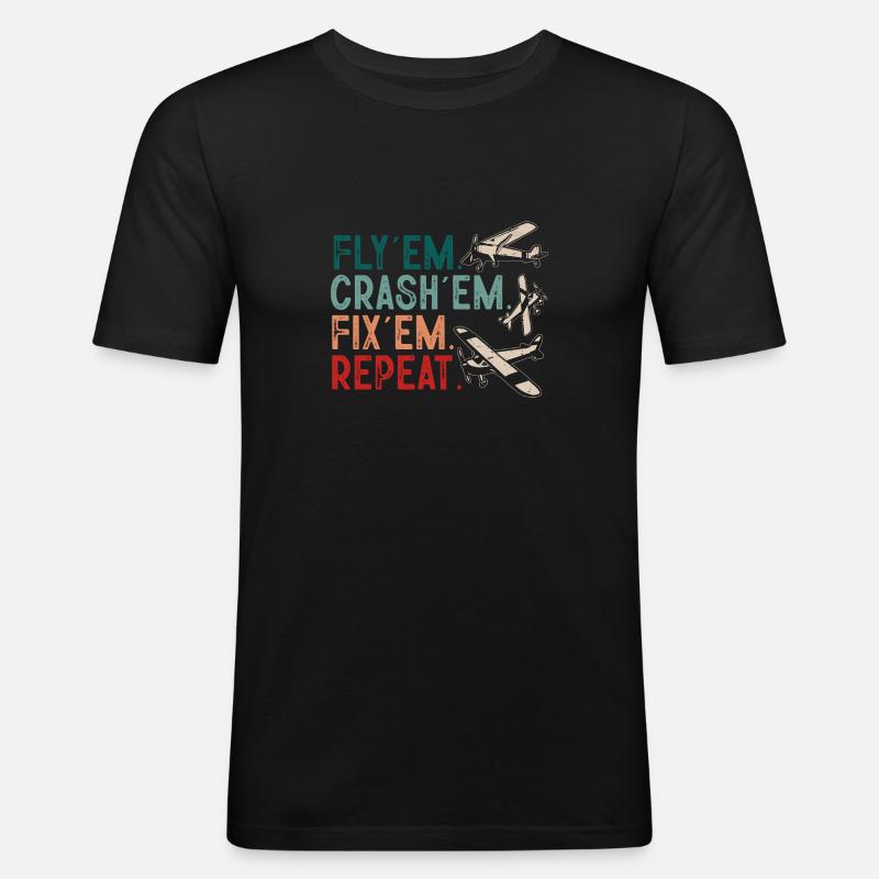 Remote Controlled Airplane Model Airplane - Men's Slim Fit T-Shirt - black