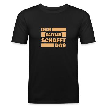 Saddler as work - Men's Slim Fit T-Shirt - black - Front - Nik (191cm)
