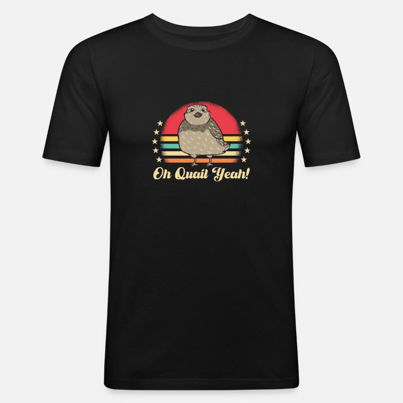 Wachtel Vogel - Männer Slim Fit T-Shirt - Schwarz