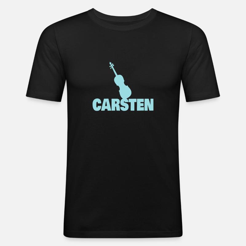 Bratsche Carsten - Männer Slim Fit T-Shirt - Schwarz