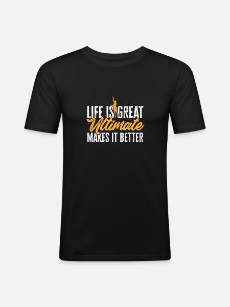 Ultimate Frisbee Throwing Disc - Men's Slim Fit T-Shirt - black