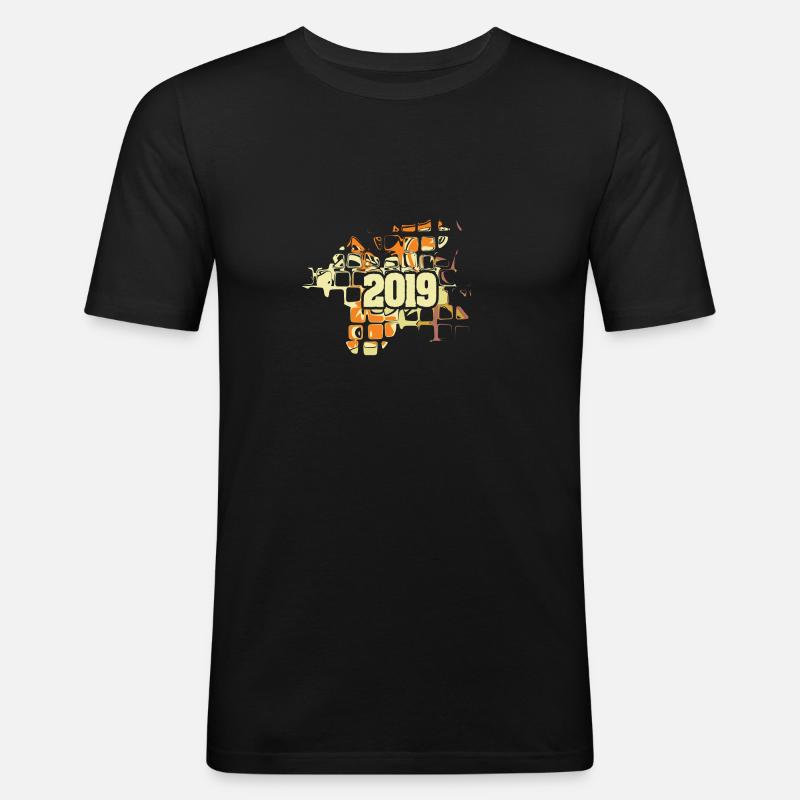 2019 - Männer Slim Fit T-Shirt - Schwarz