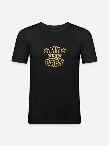 Geburt Elfie - Männer Slim Fit T-Shirt - Schwarz