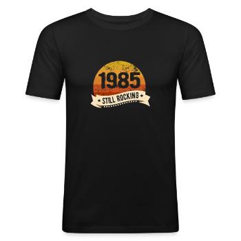 1985 Encore berçant Anniversaire Naissance Année de naissance - T-shirt près du corps Homme - noir - Devant - Nik (191cm)