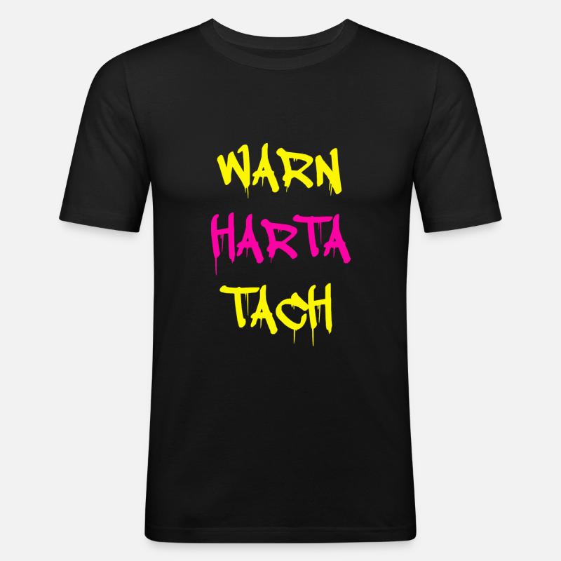warn harta tach - Männer Slim Fit T-Shirt - Schwarz