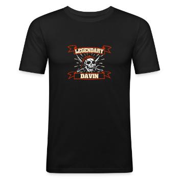 Pirat Davin - Männer Slim Fit T-Shirt - Schwarz - Vorne - Nik (191cm)