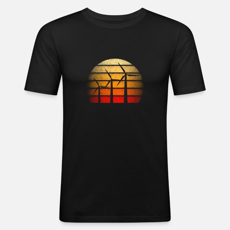 Retro windmill - Männer Slim Fit T-Shirt - Schwarz