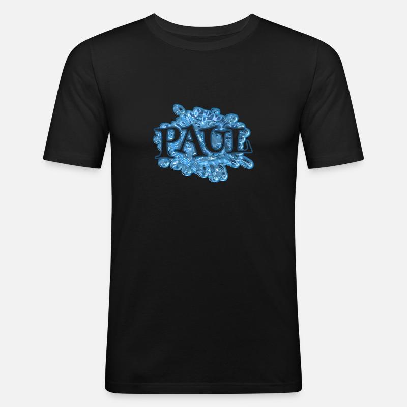 Wassertropfen Name Paul - Männer Slim Fit T-Shirt - Schwarz