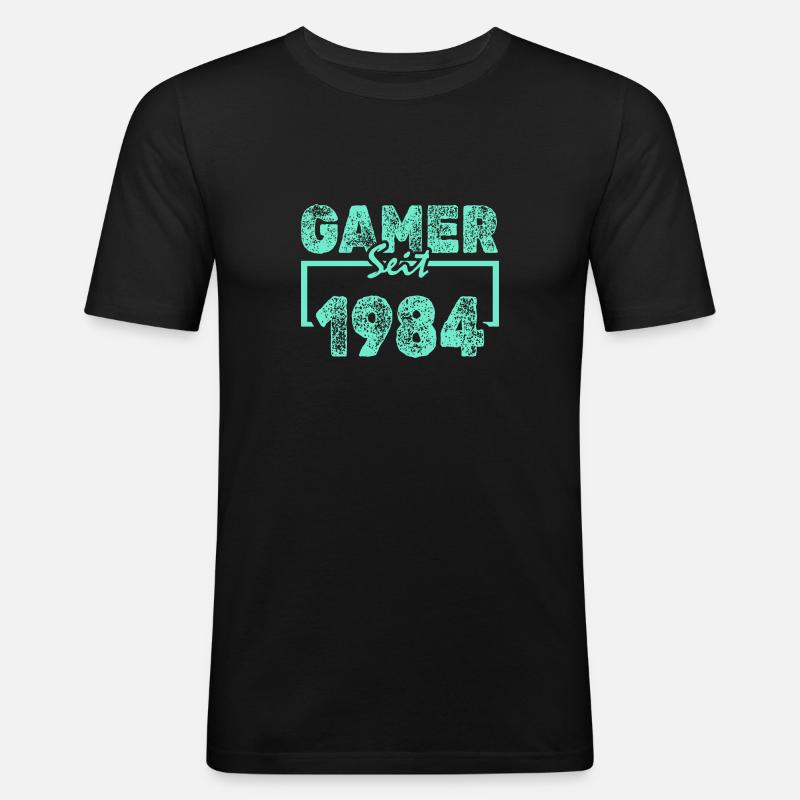 Daddeln 1984 - Männer Slim Fit T-Shirt - Schwarz