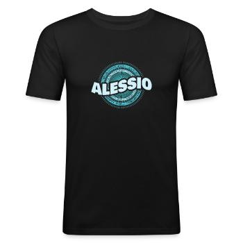 Geschenk für Alessio - Männer Slim Fit T-Shirt - Schwarz - Vorne - Nik (191cm)