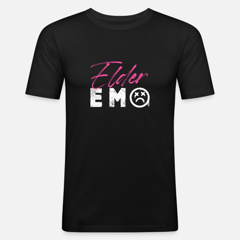 Elderemo - Männer Slim Fit T-Shirt - Schwarz