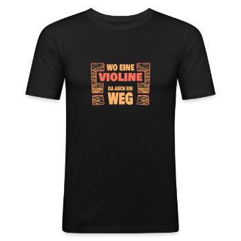 Dire violon - T-shirt près du corps Homme - noir - Devant - Nik (191cm)