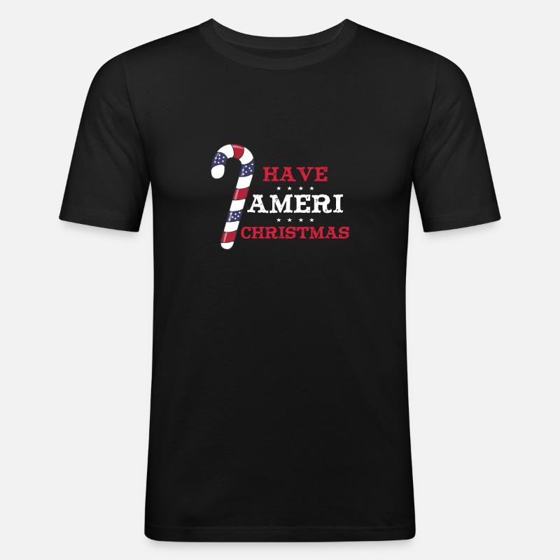 Have Ameri Christmas - Männer Slim Fit T-Shirt - Schwarz