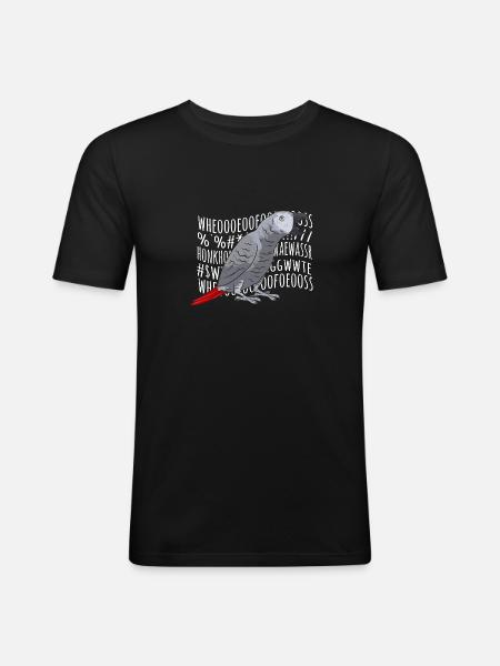 Graupapagei African Grey Parrot Papagei - Men's Slim Fit T-Shirt - black