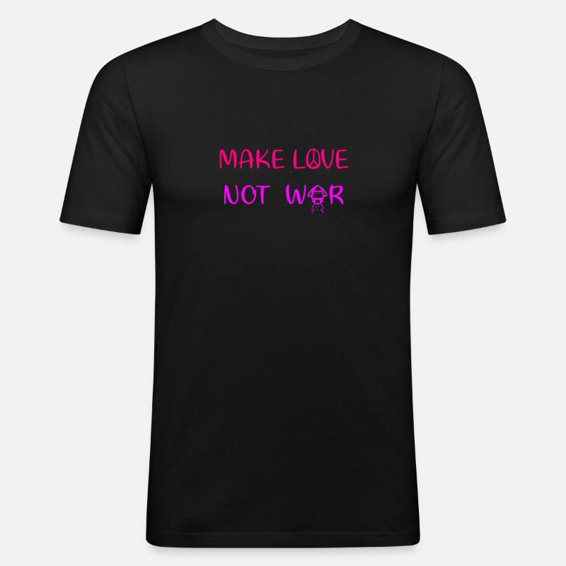 Make love - not war - Männer Slim Fit T-Shirt - Schwarz