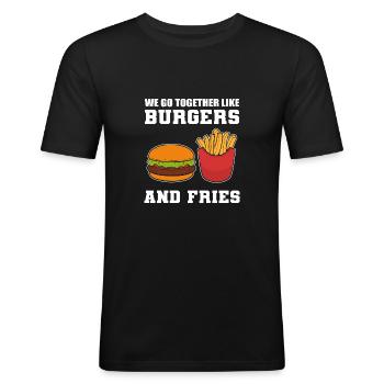 Burgers and Fries Food Vlogger Gift - Men's Slim Fit T-Shirt - black - Front - Nik (191cm)