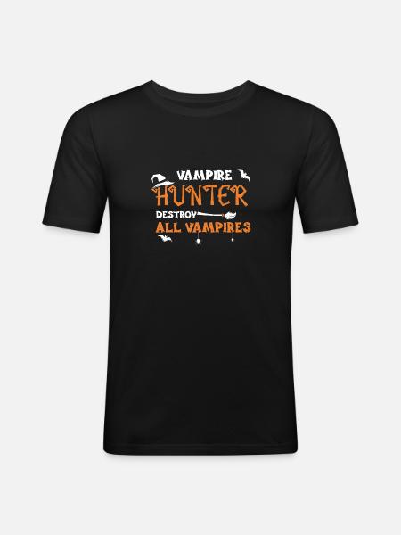 Vampire Hunter Destroy All Vampires - Männer Slim Fit T-Shirt - Schwarz