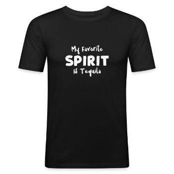 My Favorite Spirit Is Tequila - Männer Slim Fit T-Shirt - Schwarz - Vorne - Nik (191cm)