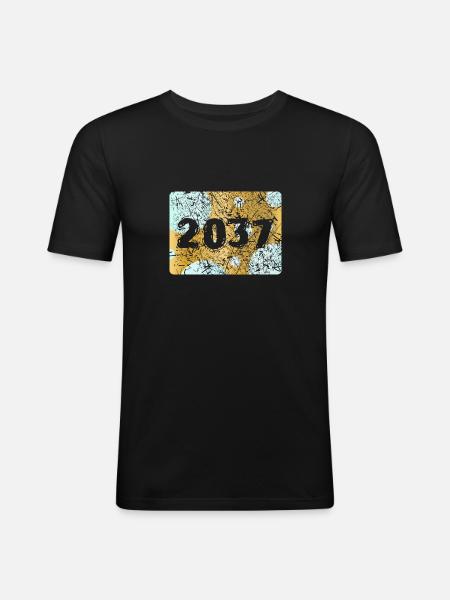 Number 2037 - Men's Slim Fit T-Shirt - black