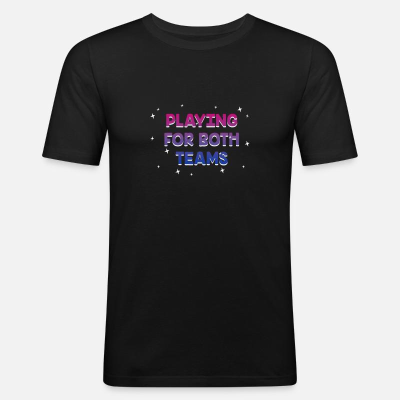 Playing for Both Teams Bisexual LGBTQ Bi Pride - Men's Slim Fit T-Shirt - black