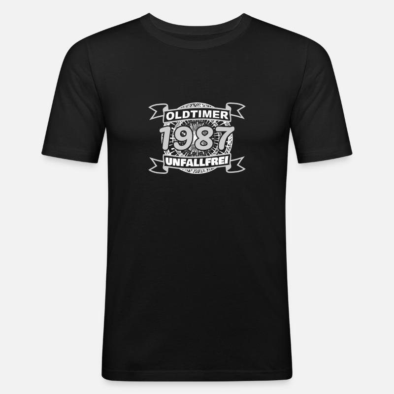 Oldtimer 1987 - Männer Slim Fit T-Shirt - Schwarz