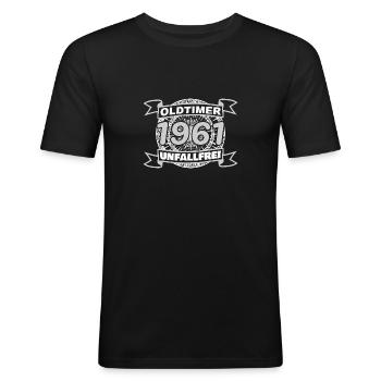 Witzig 1961 - Männer Slim Fit T-Shirt - Schwarz - Vorne - Nik (191cm)