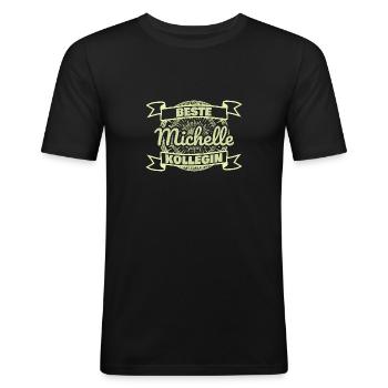 Work colleague Michelle - Men's Slim Fit T-Shirt - black - Front - Nik (191cm)