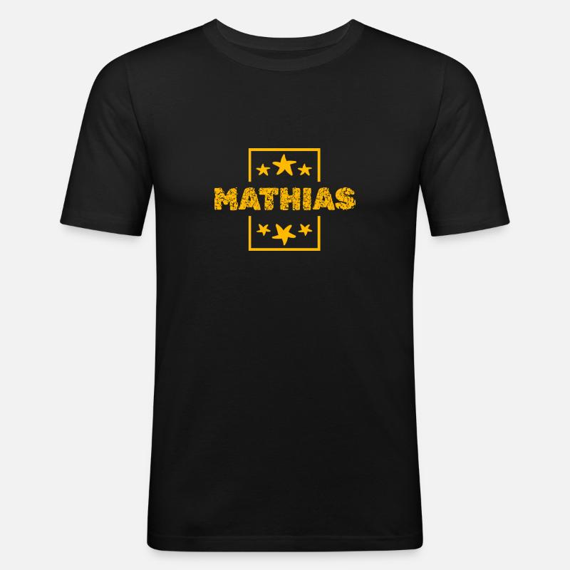 Mathias als Mathias - Männer Slim Fit T-Shirt - Schwarz
