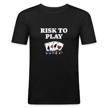 Risque de jouer au poker Gambling Poker Player - T-shirt près du corps Homme - noir - Devant - Nik (191cm)