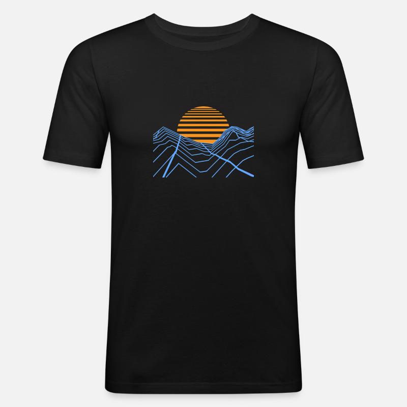 Retrowave Synthwave 80s Design - Männer Slim Fit T-Shirt - Schwarz