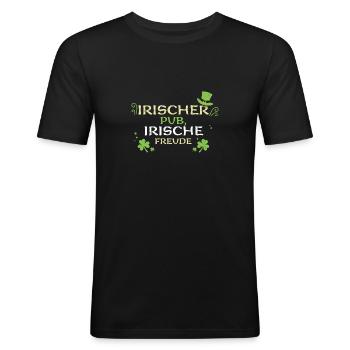 Irischer Pub, irische Freude - Männer Slim Fit T-Shirt - Schwarz - Vorne - Nik (191cm)