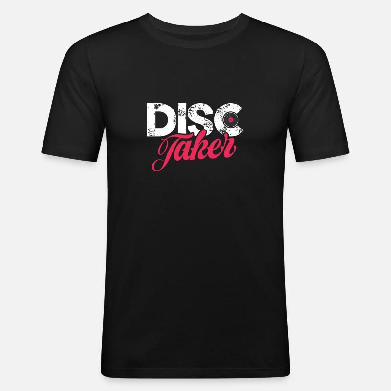 Disc taker - Männer Slim Fit T-Shirt - Schwarz