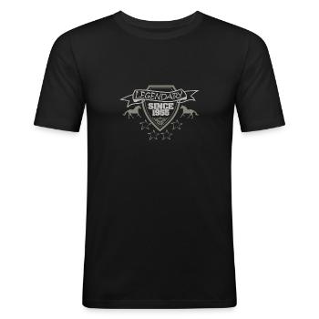 Horse 1955 - Männer Slim Fit T-Shirt - Schwarz - Vorne - Nik (191cm)