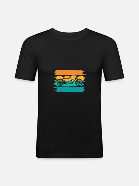 Vélo tandem - T-shirt près du corps Homme - noir