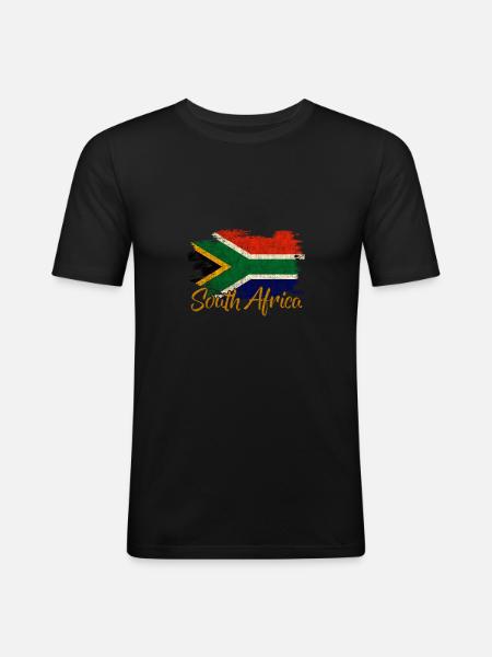 Südafrika - Männer Slim Fit T-Shirt - Schwarz