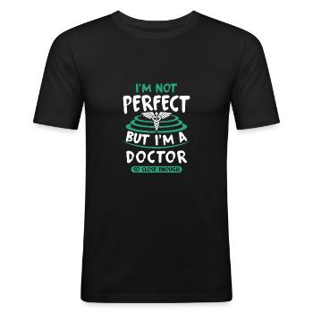 médecin - T-shirt près du corps Homme - noir - Devant - Nik (191cm)