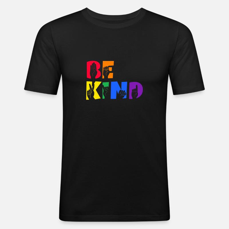 Be Kind Deaf Pride - Männer Slim Fit T-Shirt - Schwarz